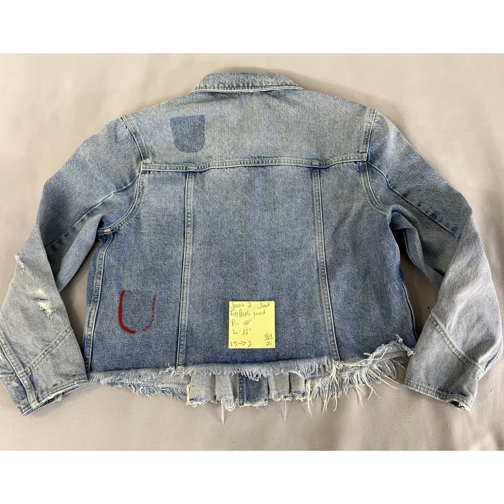 Free People Women's Dillon Denim Jacket‎ Jasmine Wash Blue Size Small - Picture 14 of 16